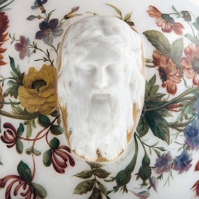 Floral Painted Opaline Glass Vase Attributed to Baccarat For Sale - Image 4 of 13