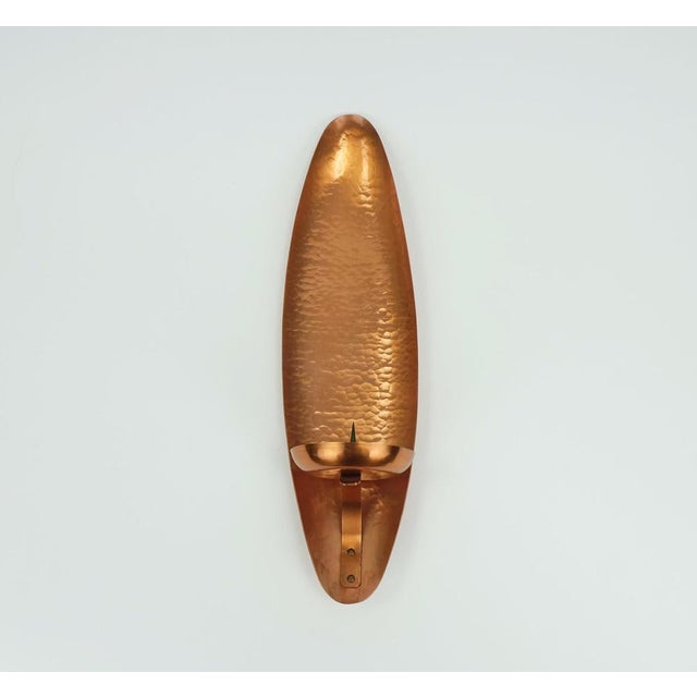 Large Mid-Century Wall Candleholder in Hammered Copper, 1960s For Sale - Image 9 of 10
