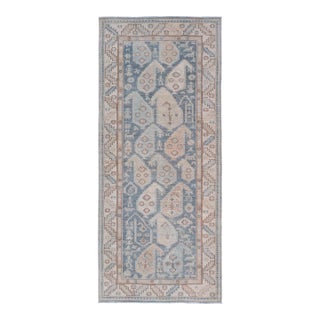 Afghanistan Tabriz Gallery Runner With Soft Blue Field and Ivory Motifs For Sale
