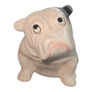 Vintage White Bulldog With Spots Puppy Figurine Dog, Japan For Sale