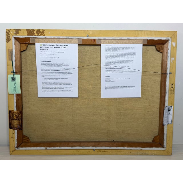 Vintage Maritime Oil Painting of “Britannia of Åland” – Scandinavian Ship Portrait, Baltic Barque, Signed Hartvik After Lind For Sale - Image 18 of 18