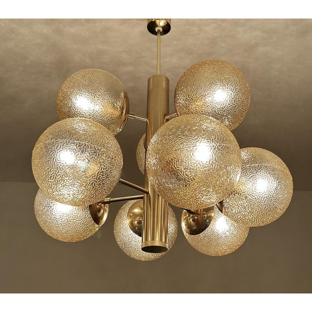 Large Space Age Glass Chandelier, 1970s For Sale - Image 10 of 18