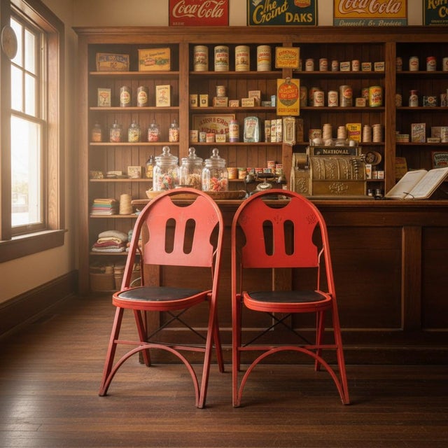 Art Deco Pair 1920s-30s Rastetter Solid Kumfort Folding Chairs-Art Deco-Antique-Red Wood For Sale - Image 3 of 12