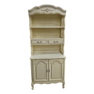 Mid 20th Century French Provincial Style Cream Painted & Partial Gilt Two-Part Bookcase For Sale