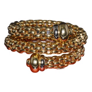 Vintage Fope Flex’it Double Wrap Bangle Bracelet in 18k Yellow & White Gold For Sale