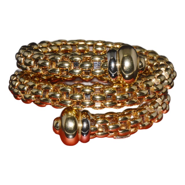 Vintage Fope Flex’it Double Wrap Bangle Bracelet in 18k Yellow & White Gold For Sale