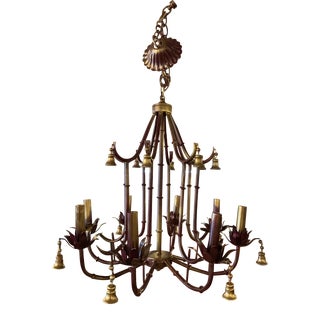 Chinoiserie 1970s Faux Bamboo Chandelier For Sale