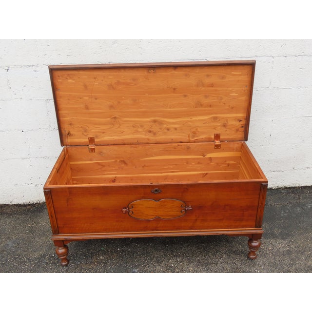 Early 1900s Carved Bench Cedar Chest Blanket Trunk 6365 For Sale - Image 12 of 12