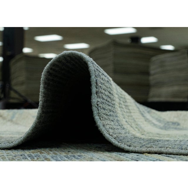 Green Green & Navy Blue Turkish Oushak Rug 8' x 10'5" For Sale - Image 8 of 9