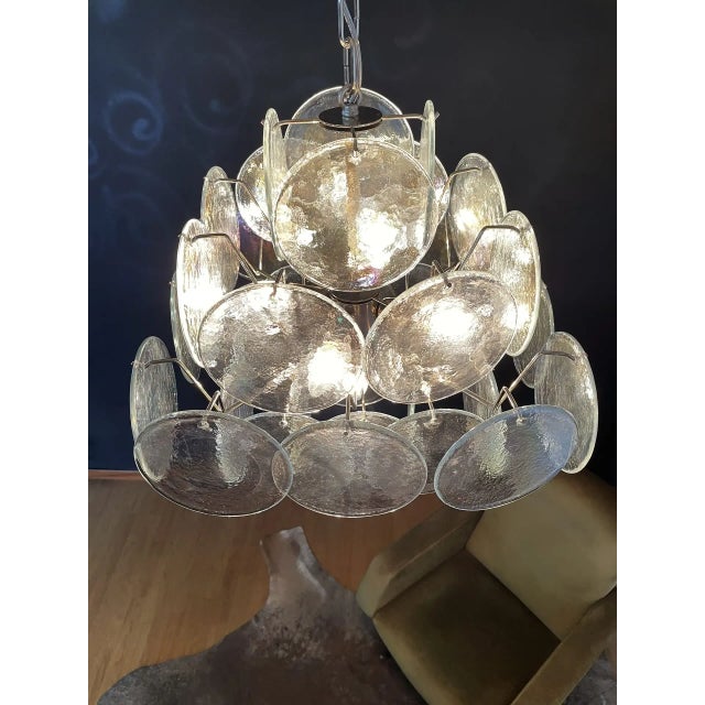 Italian Murano Chandelier, 36 Iridescent Disks For Sale In Los Angeles - Image 6 of 9