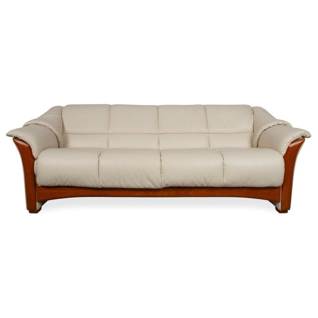 Introducing the Stressless Oslo Leather Four-Seater Sofa in Cream. I have official proof of authenticity such as vintage...