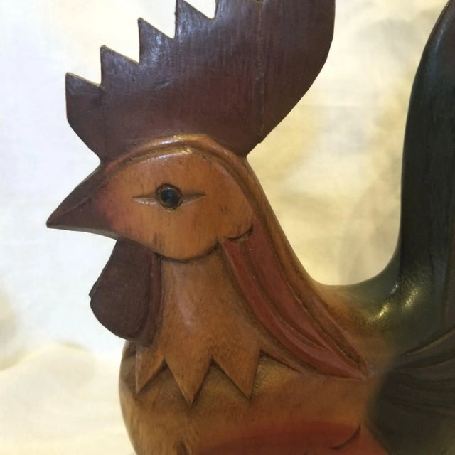 1970s Colorful Carved Wooden Rooster Chicken, The Mandalay Box Company For Sale - Image 4 of 5