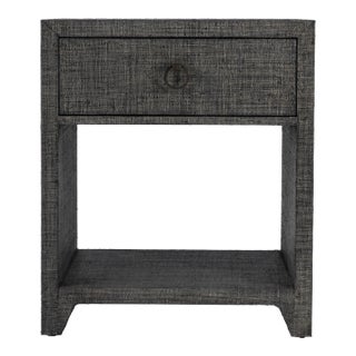 Bar Harbor Raffia 1 Drawer Nightstand, Charcoal For Sale