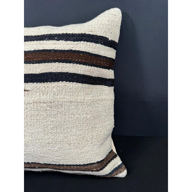 Contemporary Turkish Hemp Pillow Cushion Natural Beige Black Cushion Cover 20"x20" For Sale - Image 3 of 4