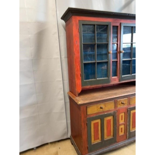 Painted Step-Back Cupboard, circa 1870 Soap Hollow tradition, Somerset County, Pennsylvania 57 inches wide × 82 inches...