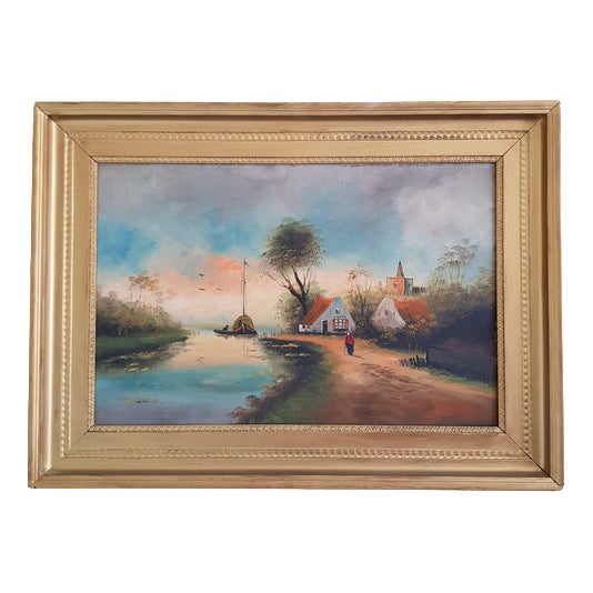 Dutch Scene, Oil on Wood, Framed For Sale