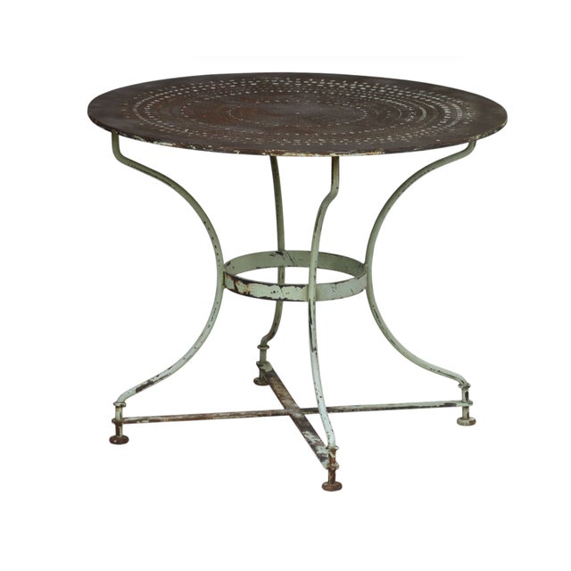 Rustic Antque Garden Table W/Patina Base For Sale In Los Angeles - Image 6 of 11