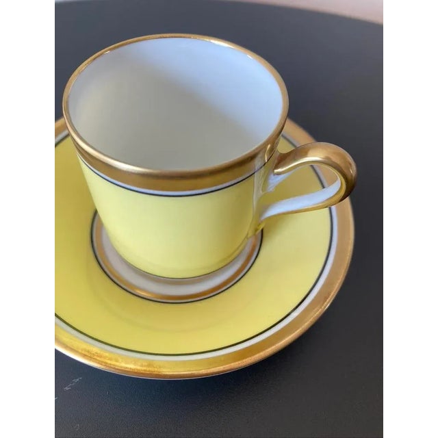 Yellow Vintage Italian Richard Ginori Contessa Yellow and Gold Porcelain Coffee Espresso Tea Cup and Saucer For Sale - Image 8 of 12