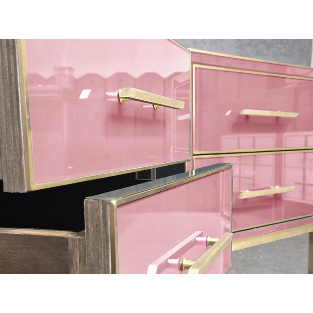 Pink Murano Glass and Brass Bedside Tables from Justfurnituress SRL, Set of 2 For Sale - Image 12 of 18