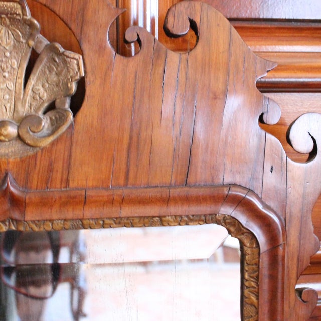 George II Period Walnut and Parcel Gilt Mirror With Carved and Gilt Shell Crest For Sale - Image 9 of 11