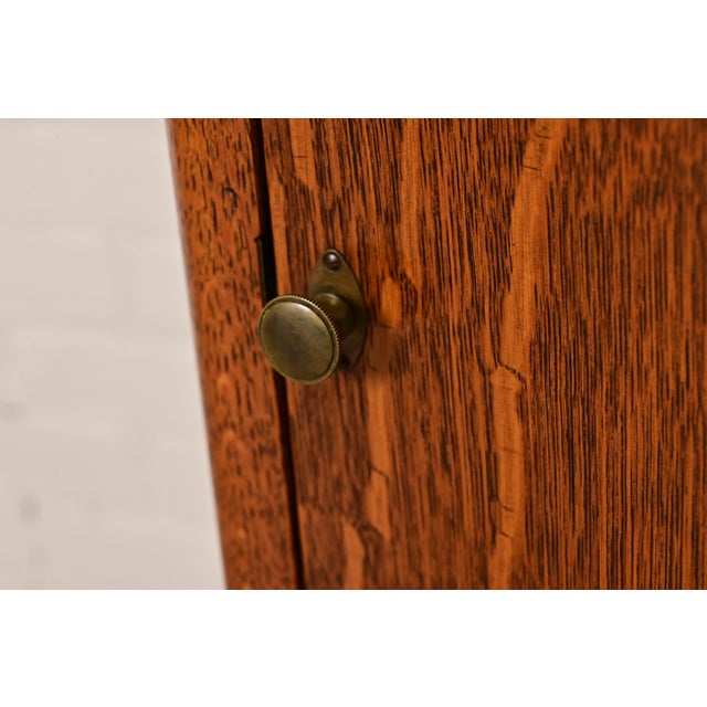 Wood Antique Victorian Carved Tiger Oak Music Cabinet, Circa 1900 For Sale - Image 7 of 14