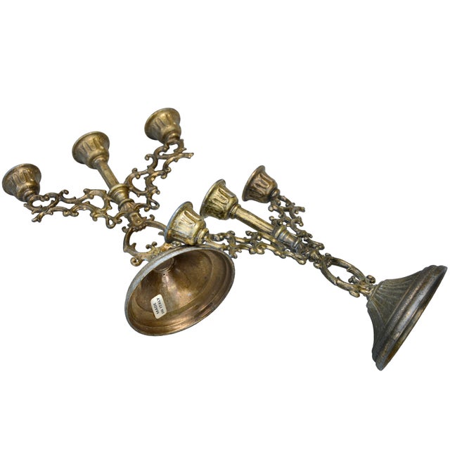 Late 19th Century Handcrafted & Engraved Italian Brass Candlesticks - S/2 For Sale In New York - Image 6 of 7