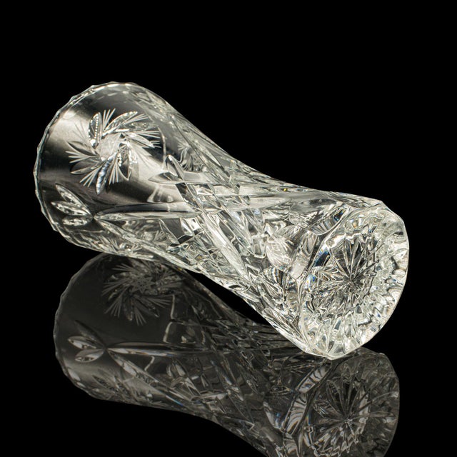 Transparent Vintage Crystal Flower Vase, English, Cut Glass, Bouquet, Sleeve, Circa 1940 For Sale - Image 8 of 12