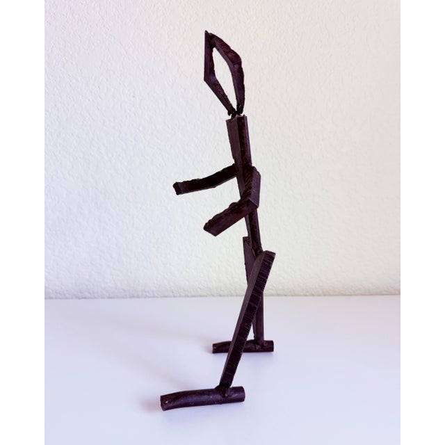 1970s Iron Abstract Brutalist Walking Man Sculpture For Sale - Image 5 of 6