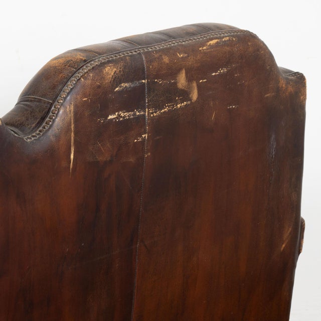 Mid 20th Century Vintage Brown Leather Three Seat Chesterfield Sofa For Sale - Image 12 of 14