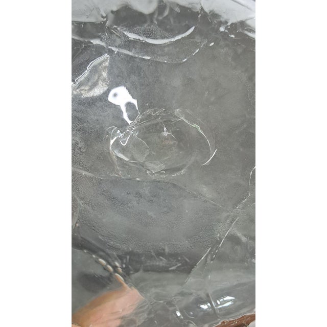 Glass 1968 Vintage Blenko #49 Clear Crackle Pinched Decanter W/ Green Stopper MCM 11.5" For Sale - Image 7 of 10