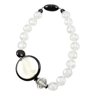Angela Caputi Resin Necklace in Black and Pearl White For Sale