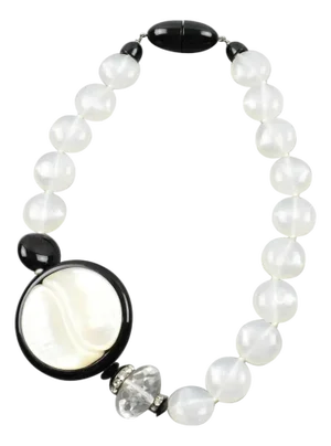 Angela Caputi Resin Necklace in Black and Pearl White