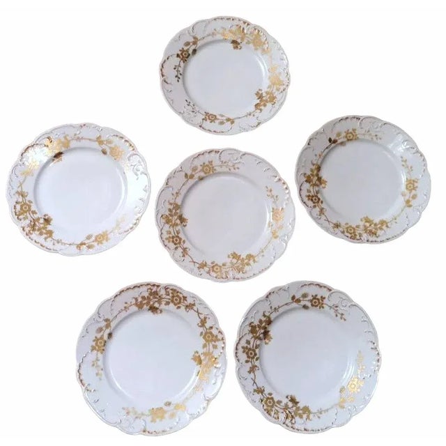 French White Porcelain Plates with Gilt Decor from Haviland, Limoges, 1902, Set of 6 For Sale - Image 13 of 13