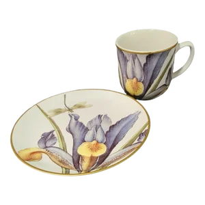 WIlliams-Sonoma Set Jardin Des Fleurs Floral Iris Coffee Tea Mug & Dessert Plate #3