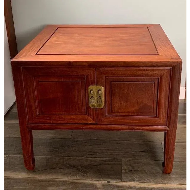 1950s Cathay Arts Solid Rosewood Geometric End Table with Brass Hardware For Sale - Image 11 of 11
