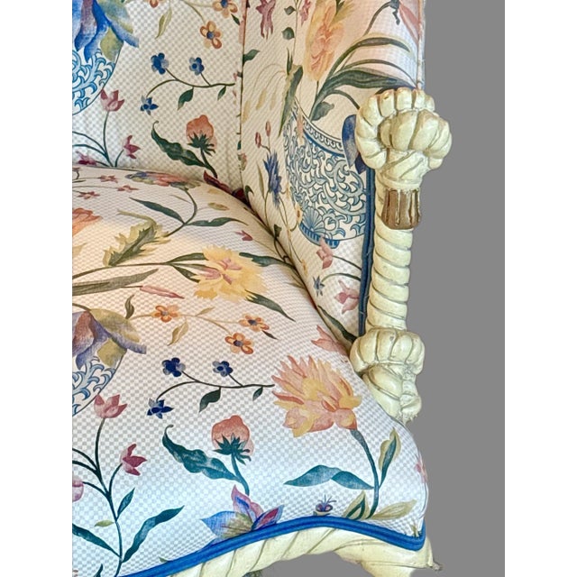 French Italian Carved Rope and Tassel Vintage Chair, Napolean III Style For Sale - Image 3 of 10