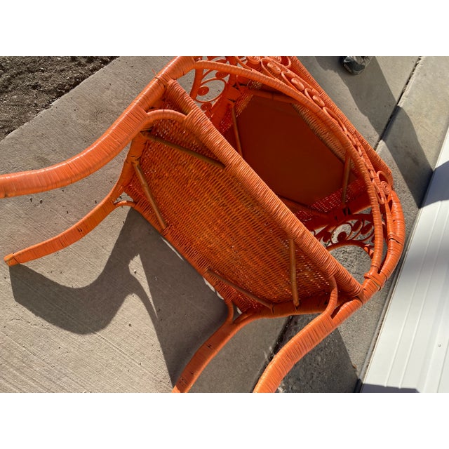 Mid 20th Century Vintage Painted Wicker Rattan Table For Sale - Image 11 of 13