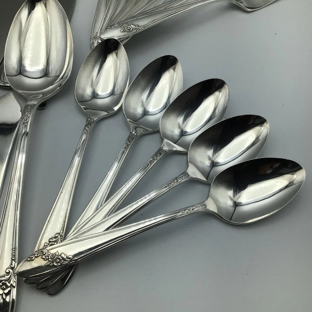 1950s Oneida Tudor Silver Plate Flatware - 40 Pieces For Sale - Image 5 of 13