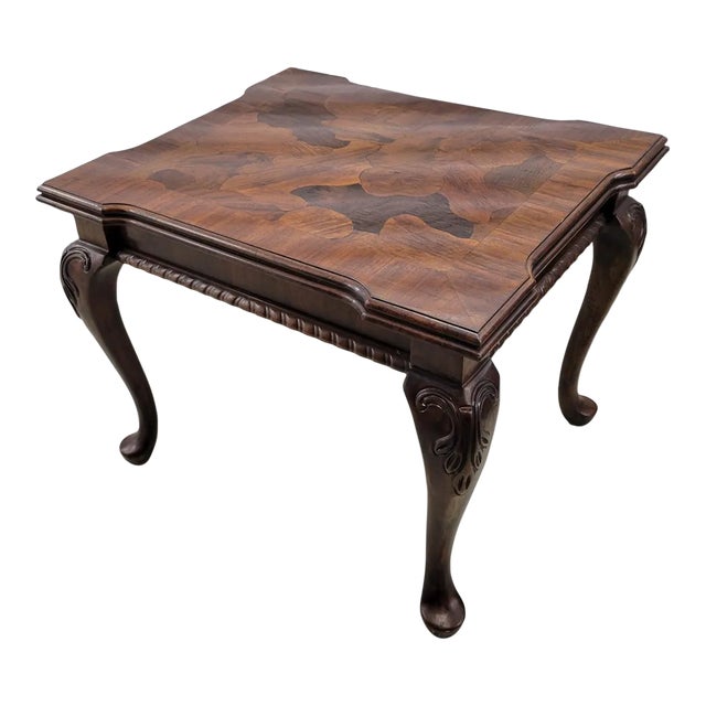 Mid 20th C Patchwork Burl Wood Side Table or Coffee Table For Sale
