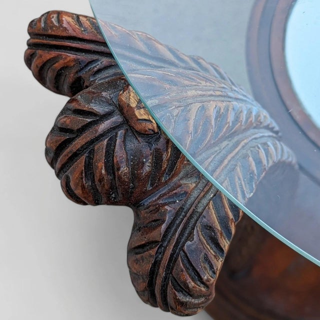 White Art Nouveau Carved Wood and Glass Pedestal Side Table, Early 20th Century For Sale - Image 8 of 10
