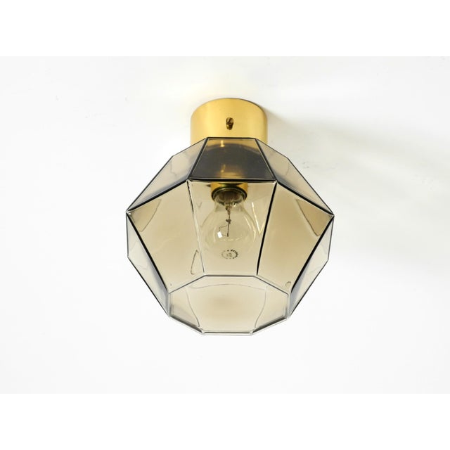 Mid-Century Modern Vintage Smoked Glass Ceiling Lamp in Octagonal Shape from Limburg, 1970s For Sale - Image 3 of 18