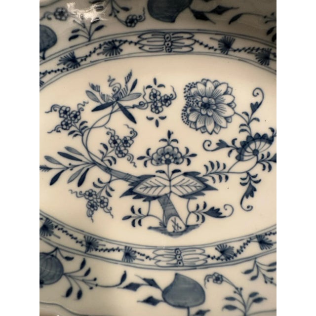 Elegant Antique 19th Century Meissen Blue Onion Platter This small antique platter makes a beautiful display piece in the...