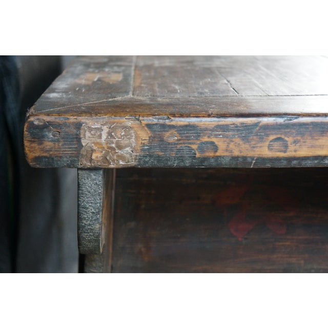 Antique Early 20th C. Chinese Dongbei Elm Altar Table Console Cabinet Sideboard For Sale - Image 15 of 18