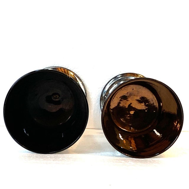 Ceramic Two 19th Century English Staffordshire Georgian Silver Luster Pottery Goblets For Sale - Image 7 of 10