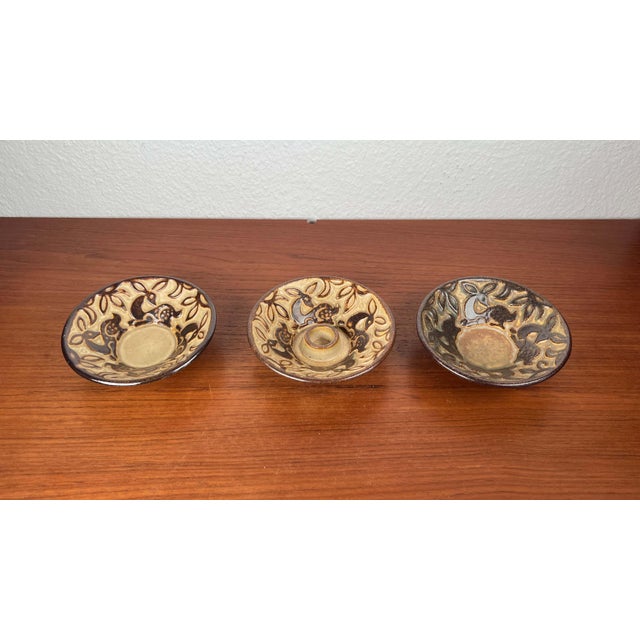 Mid-Century Modern Danish Studio Pottery Bowls and Candleholder from Michael Andersen Keramik, 1960s, Set of 3 For Sale - Image 11 of 14