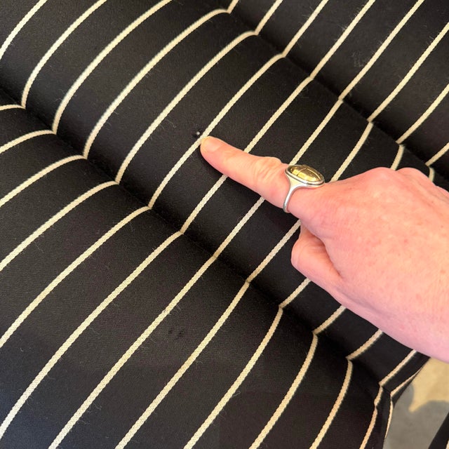 Set of Four 1970's Pace Collection Mariani Lugano Cantilever Dining Chairs in Black/White Stripe For Sale - Image 10 of 12