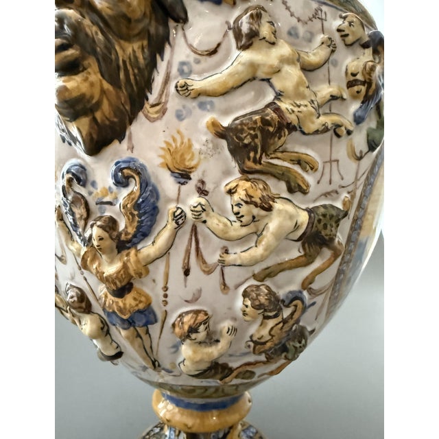 Early 19th Century Majolica Vases, Naples, Italy, 19th Century, Set of 2 For Sale - Image 5 of 15