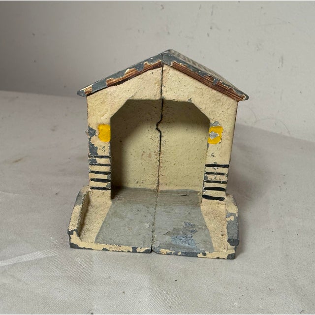 Red Vintage 20th Century Hand Painted Cast Metal Train Bridge Still Coin Dime Bank For Sale - Image 8 of 10