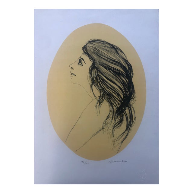 Marcantonio, Profile of a Woman, Color Lithograph, 1969 For Sale