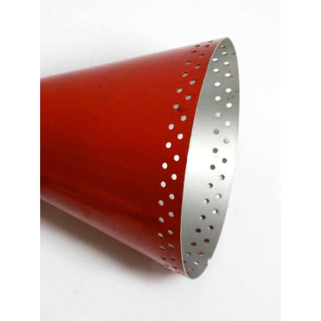 Mid-Century Brass Extendable Scissor Wall Lamp with Aluminum Diabolo Shade in Red and Brass, 1950s For Sale - Image 12 of 18